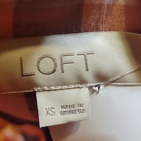 LOFT Gingham Print Top Size XS - Picture 6 of 8